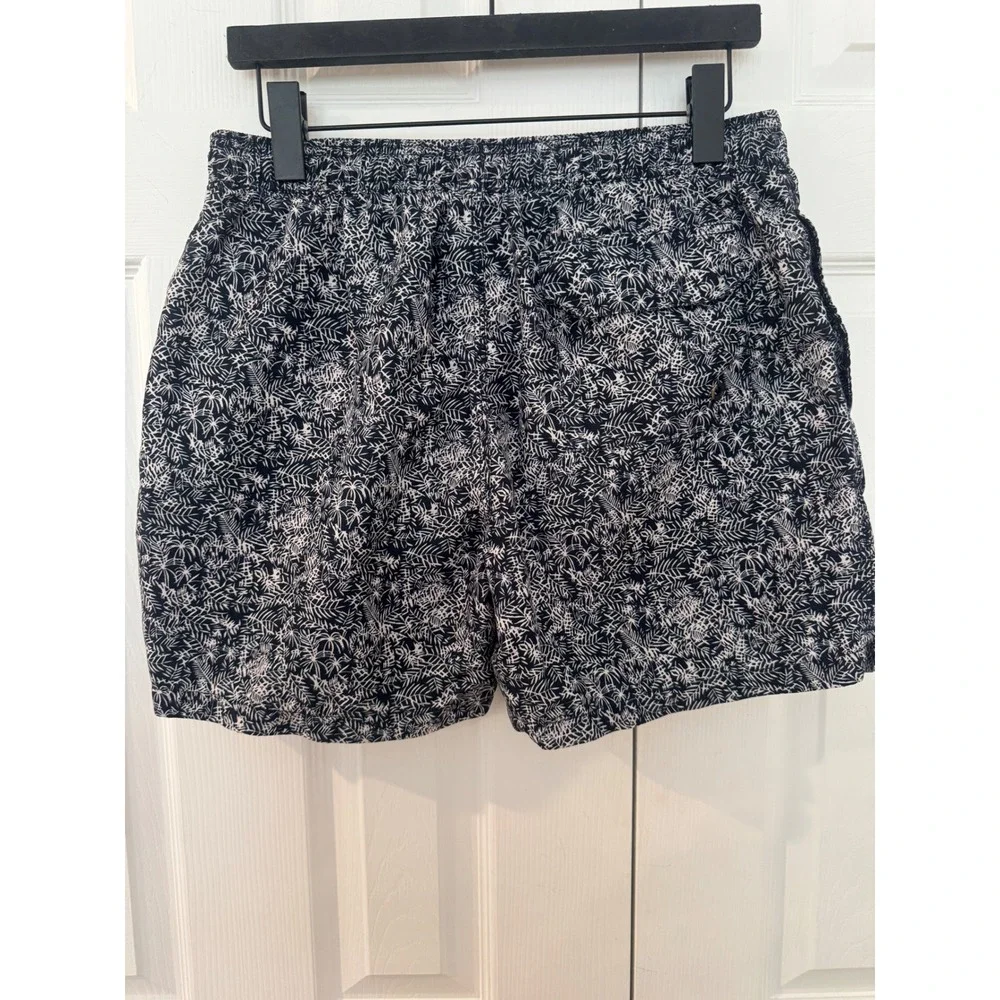 Barbour Mens Swim Shorts Navy White Botanical Leaf Print Mesh Lined Size Medium